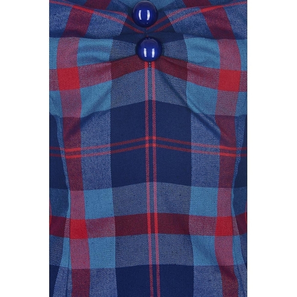 Collectif Vintage Style Dolores Doll Merida Check Top - Picture 3 of 8